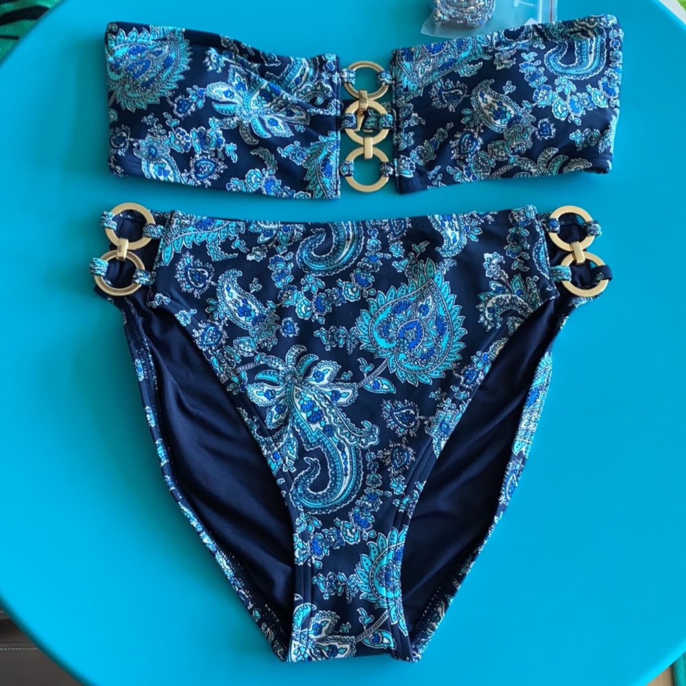 Michael Kors Sweetheart Paisley Bandeau Bikini Set